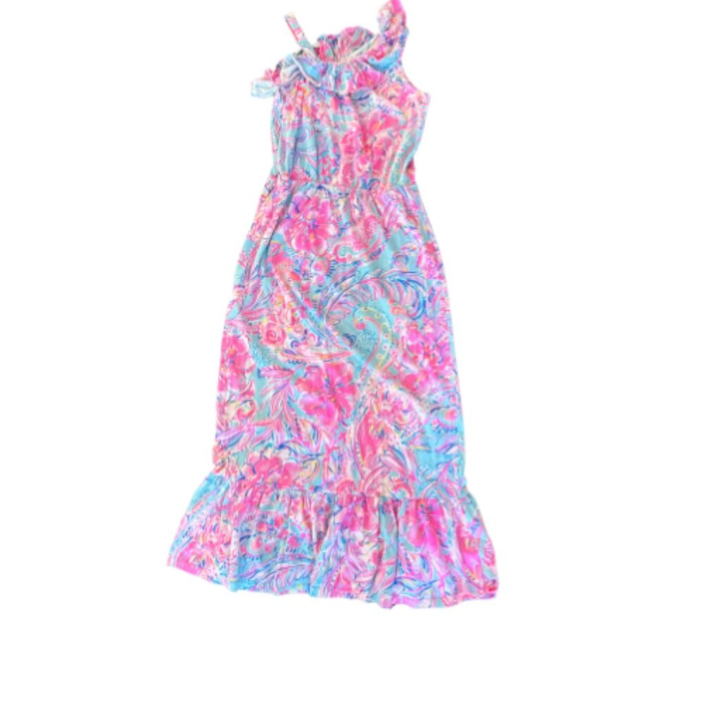 Lilly Pulitzer Girls Ruffle One-Shoulder Maxi Dress (Size 12–14)